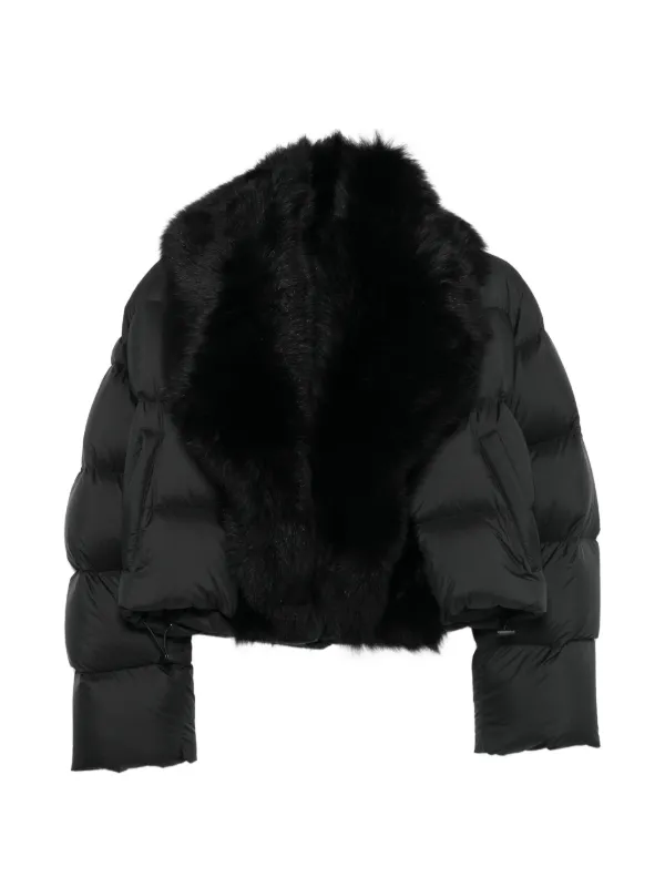 Gucci Padded Polyester Jacket with Shearling in Black