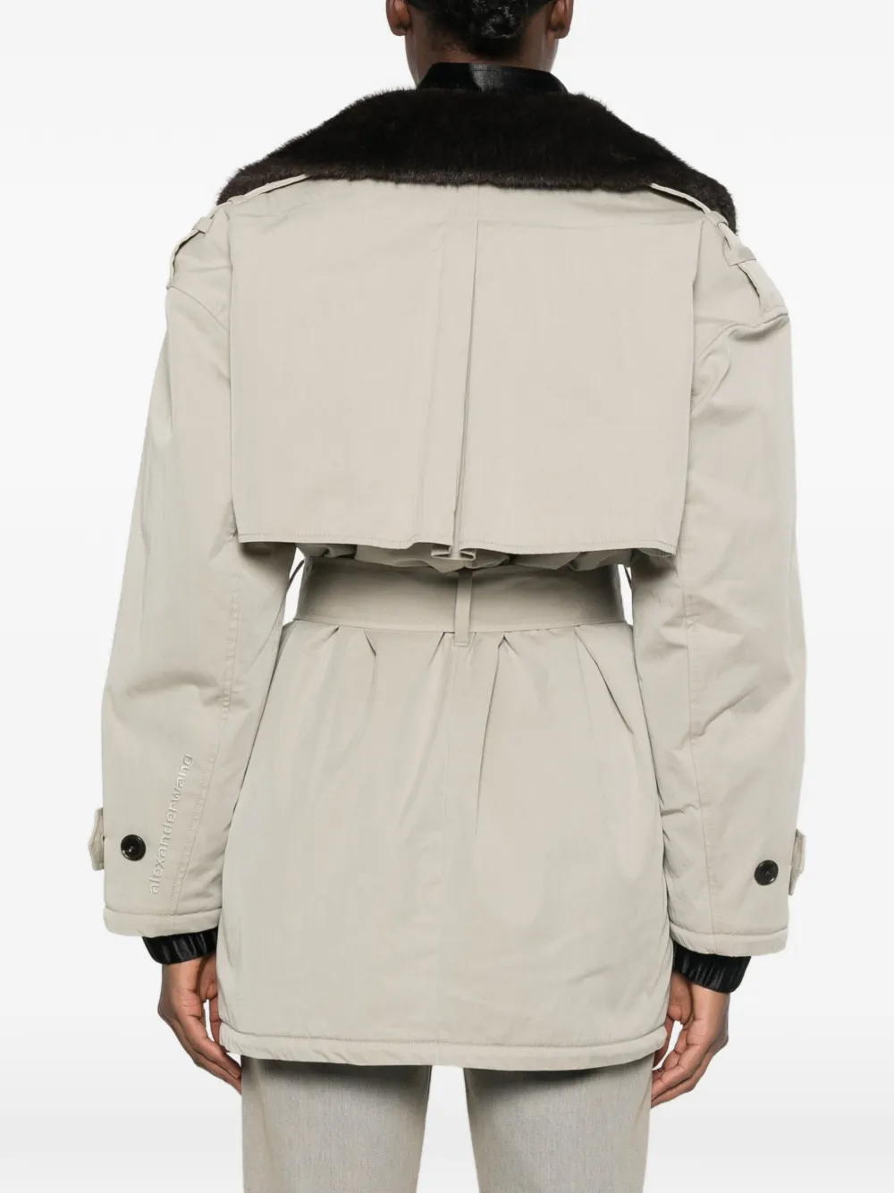Alexander Wang Belted Double-breasted Coat In Neutrals