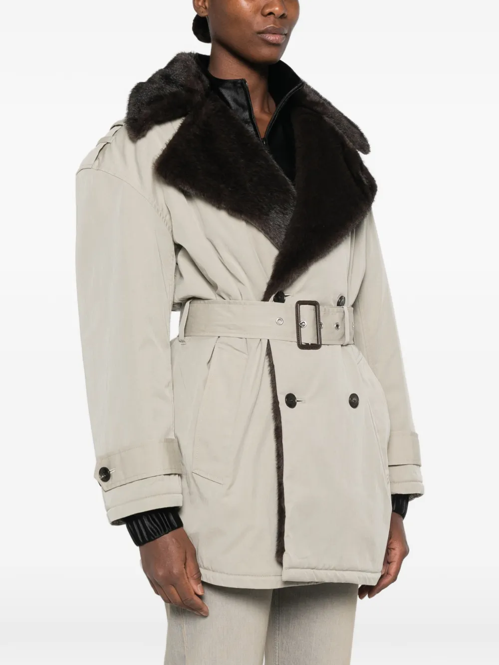 Alexander Wang Belted Double-breasted Coat In Neutrals