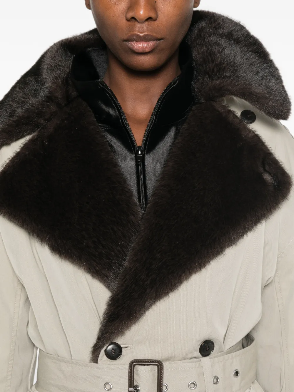 Alexander Wang Belted Double-breasted Coat In Neutrals