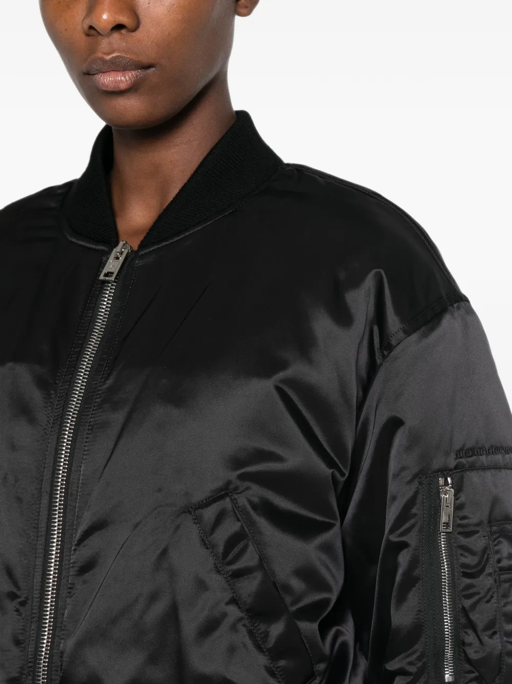 Alexander Wang Bomberjack met satijnen afwerking Zwart