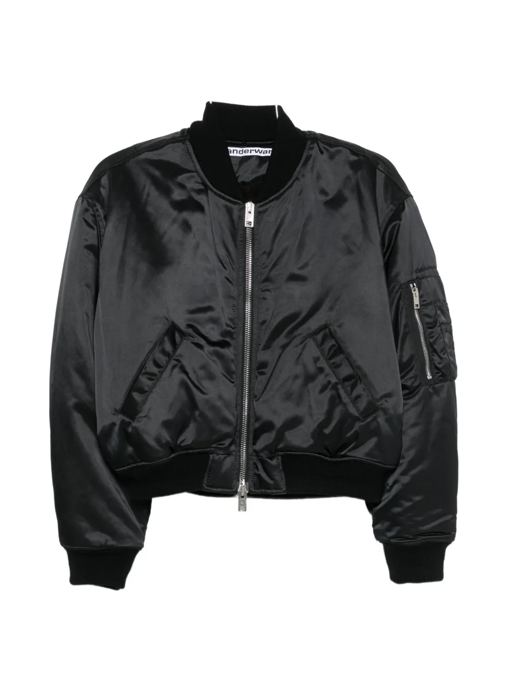 Alexander Wang Satin-finish Bomber Jacket In Black