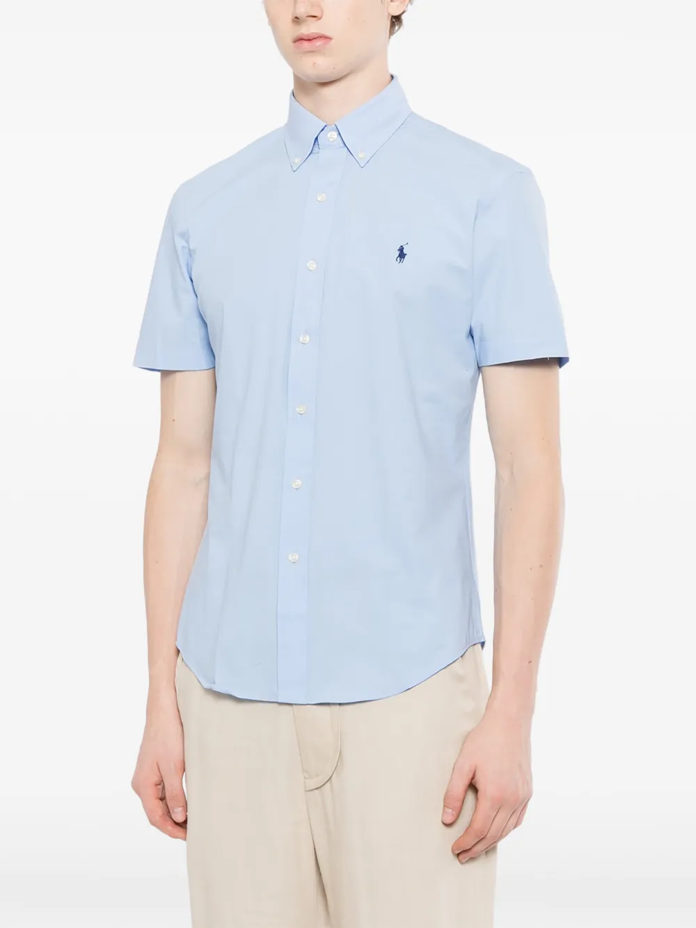 Polo Ralph Lauren embroidered-logo short-sleeve shirt Blauw