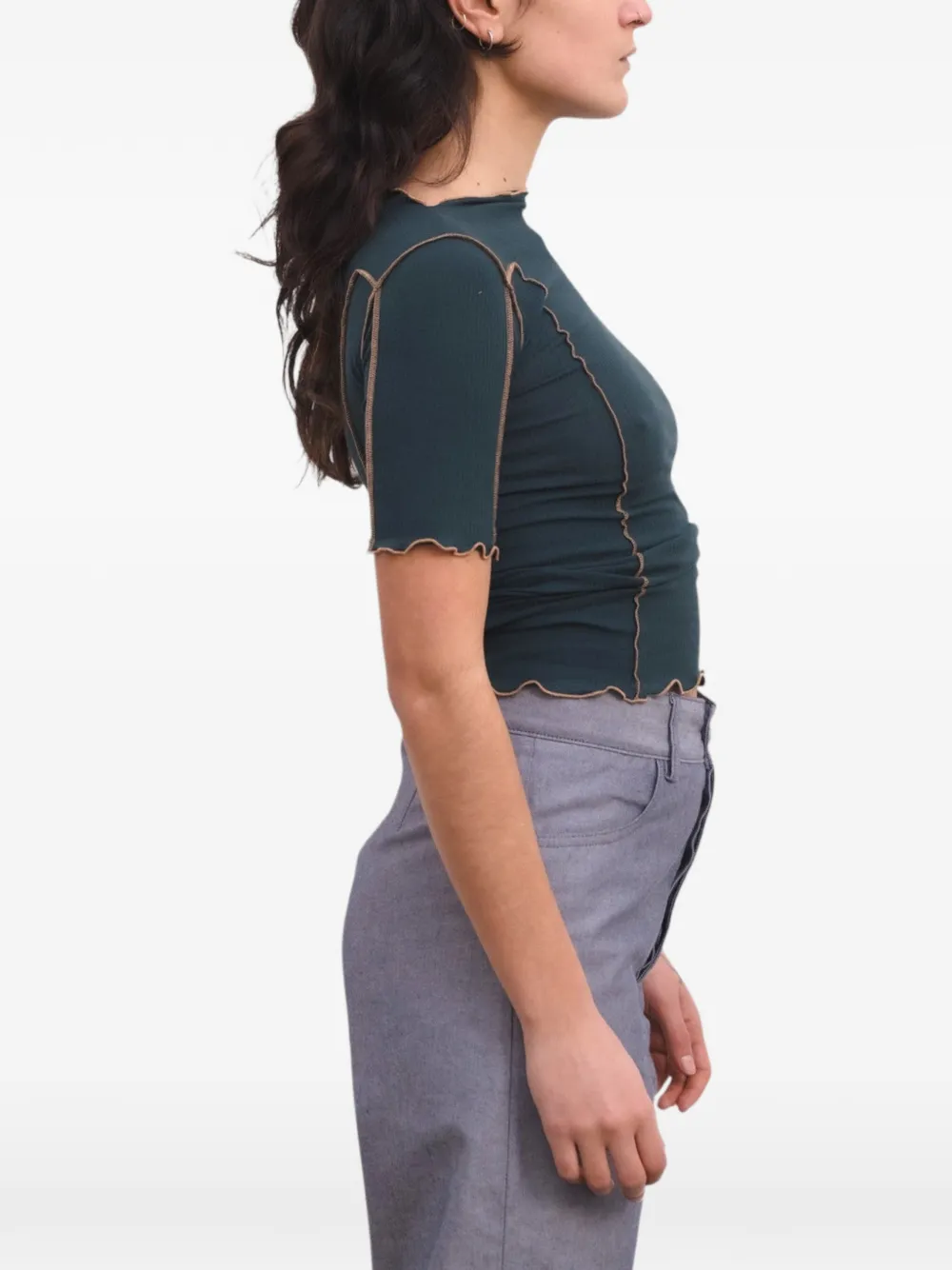 Baserange Omato overlock-stitch T-shirt Groen