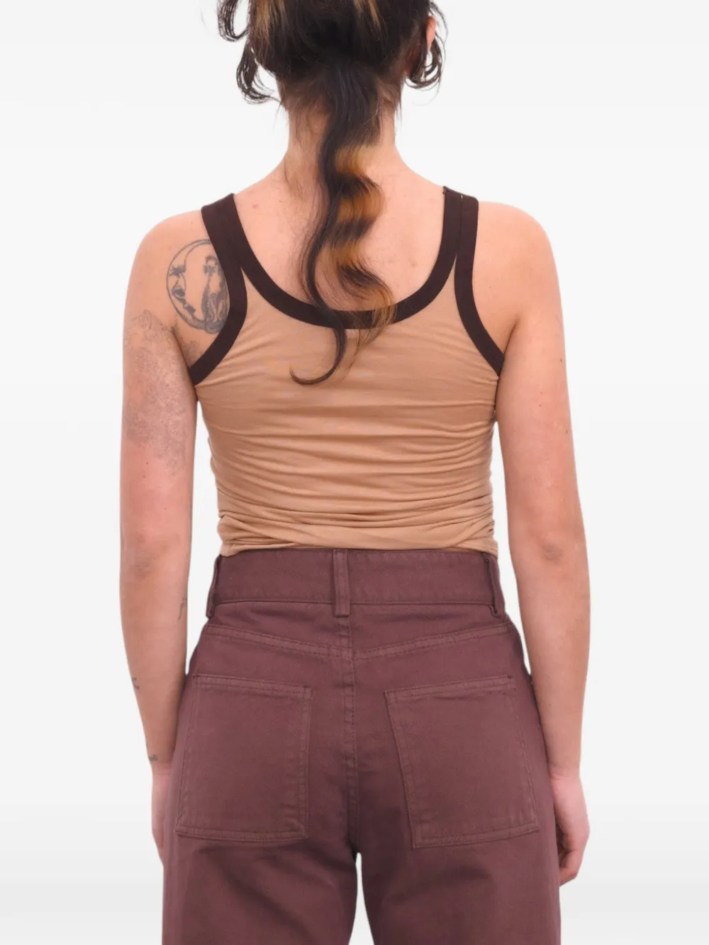 Baserange Tanktop met contrasterende afwerking Beige