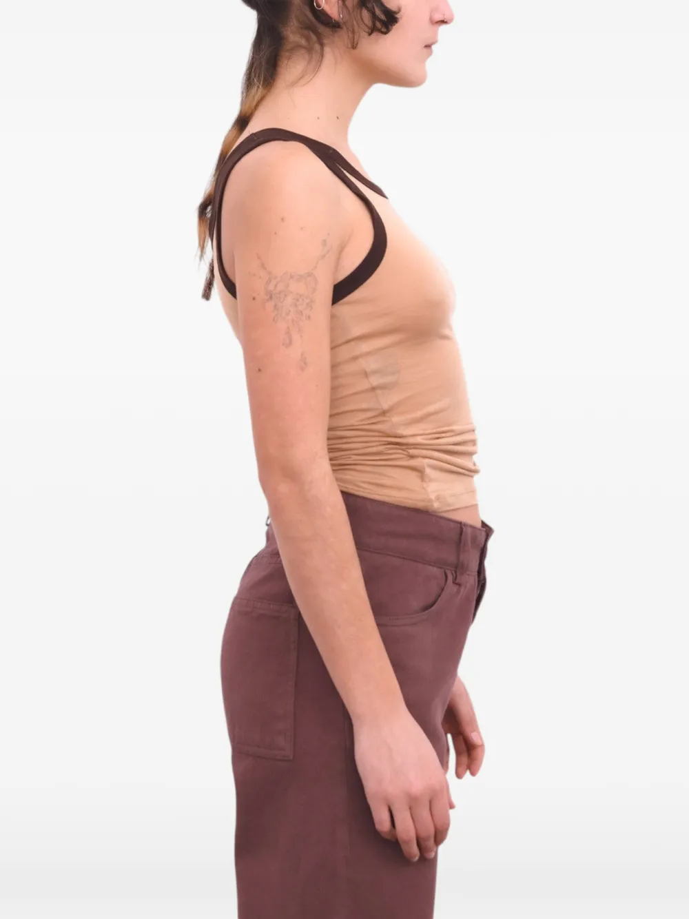 Baserange Tanktop met contrasterende afwerking Beige