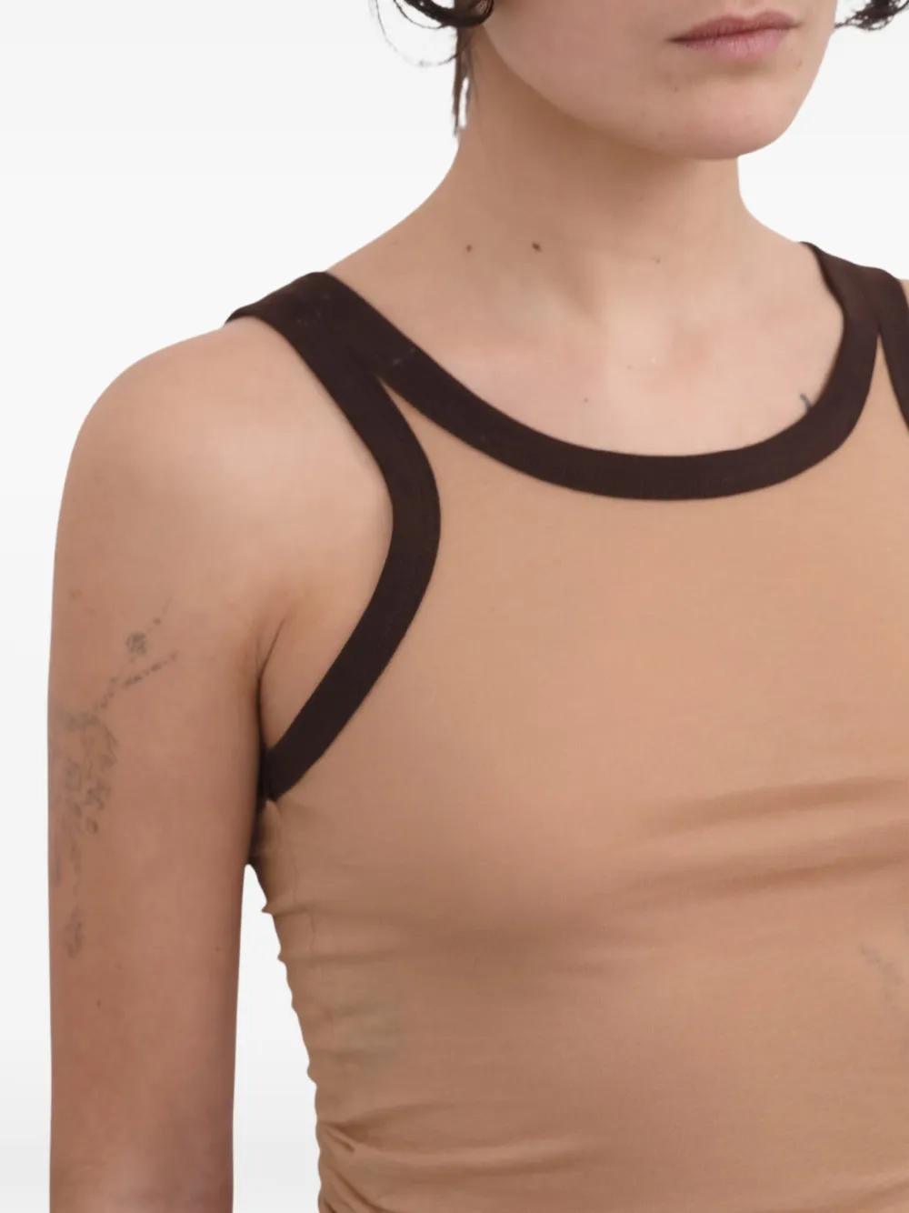 Baserange Tanktop met contrasterende afwerking Beige