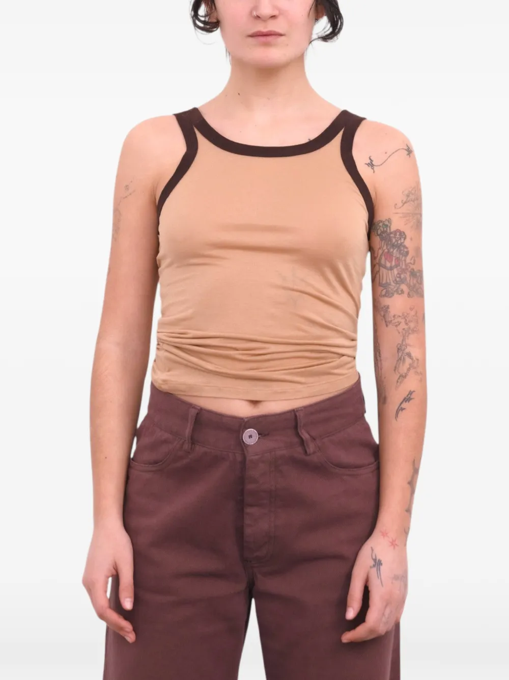 Baserange Tanktop met contrasterende afwerking Beige