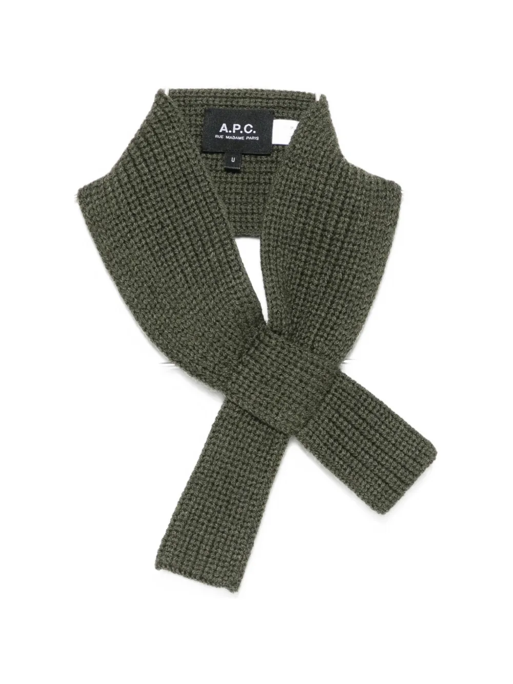 A.p.c. Luna Ribbed-knit Scarf In Green