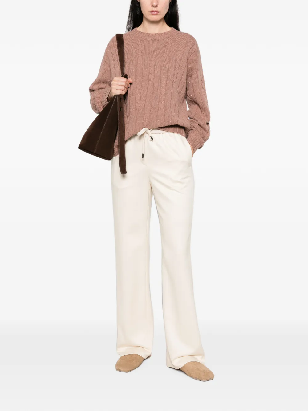 Peserico Broek met trekkoordtaille Beige