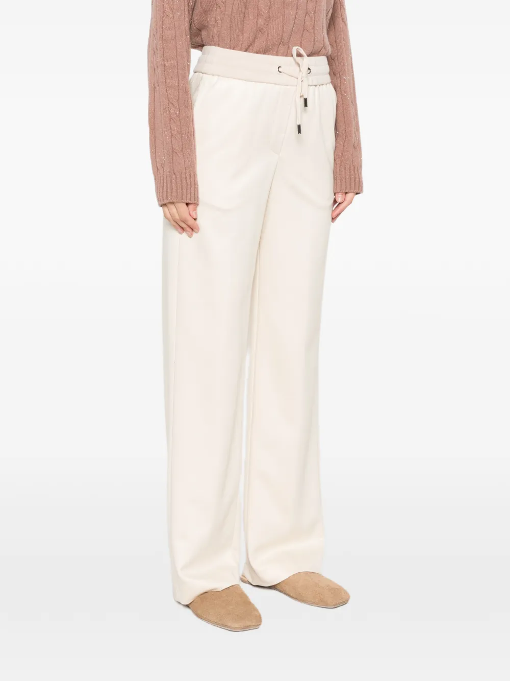 Peserico Broek met trekkoordtaille Beige