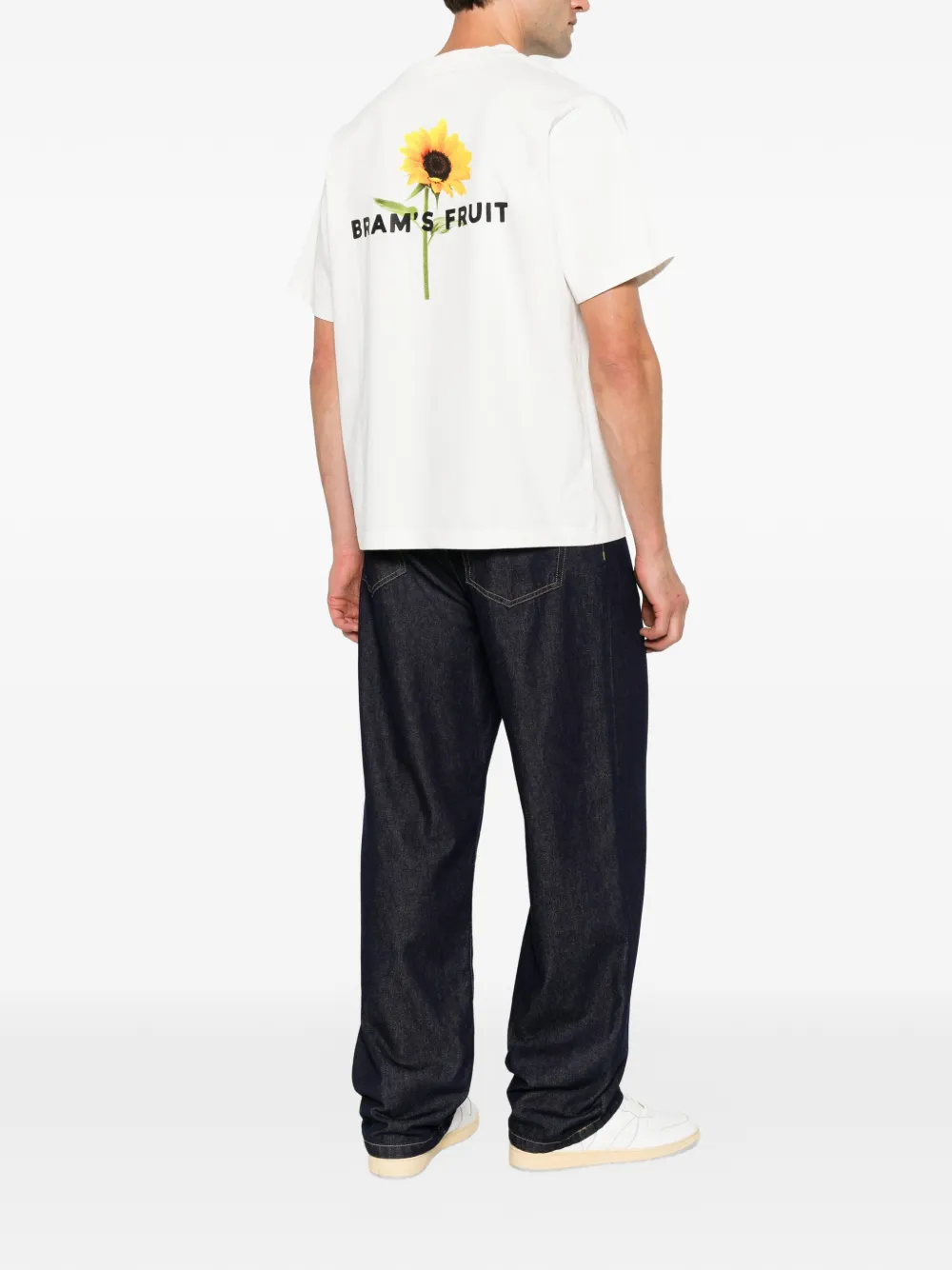 Bram s Fruit Sunflower T-shirt met zonnebloem-print Wit
