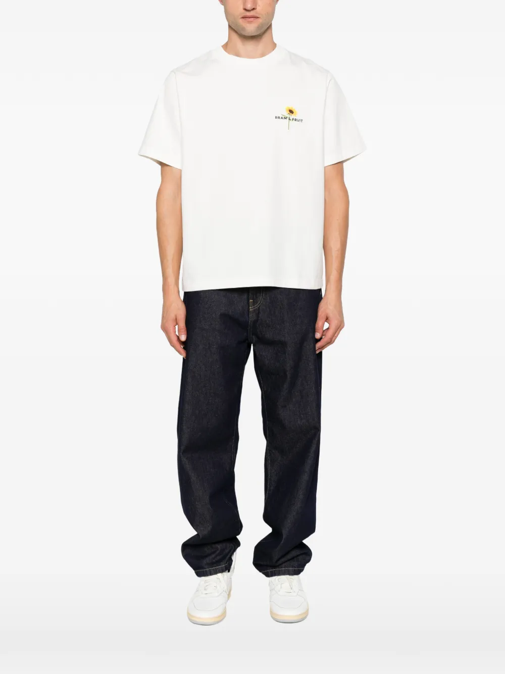 Bram s Fruit Sunflower T-shirt met zonnebloem-print Wit