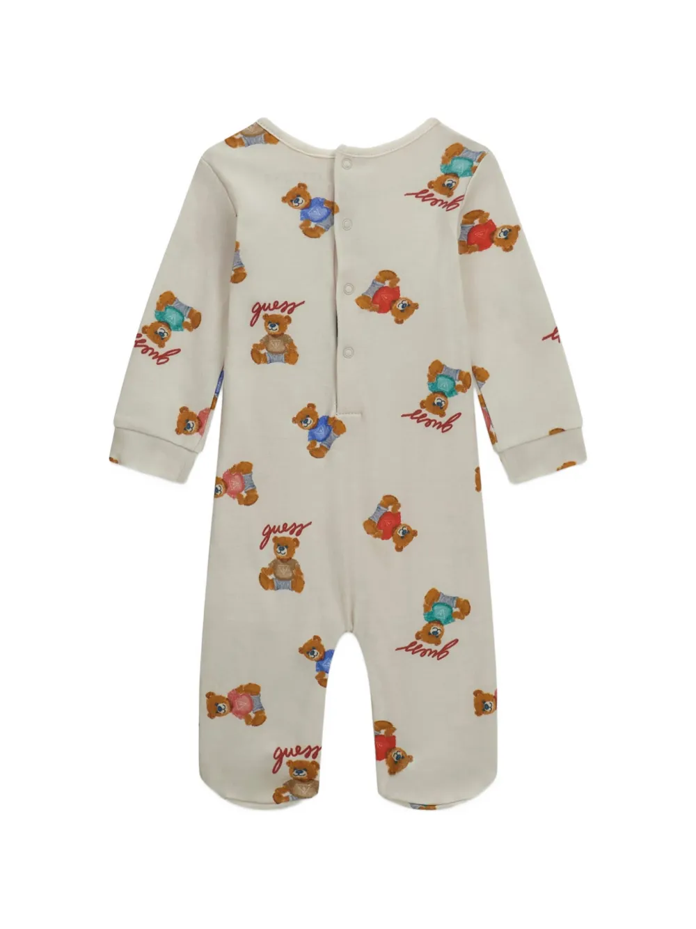 guess kids Onesie met beerprint en logo-patch Beige