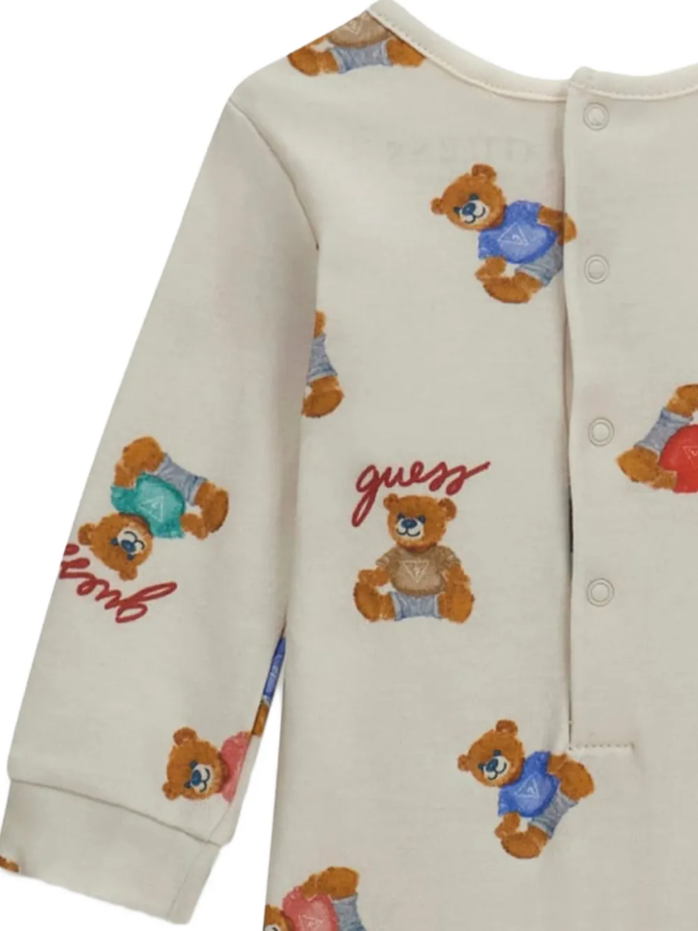 guess kids Onesie met beerprint en logo-patch Beige