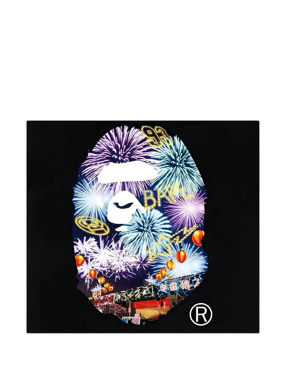 A BATHING APE Firework Ape Head T-shirt Zwart