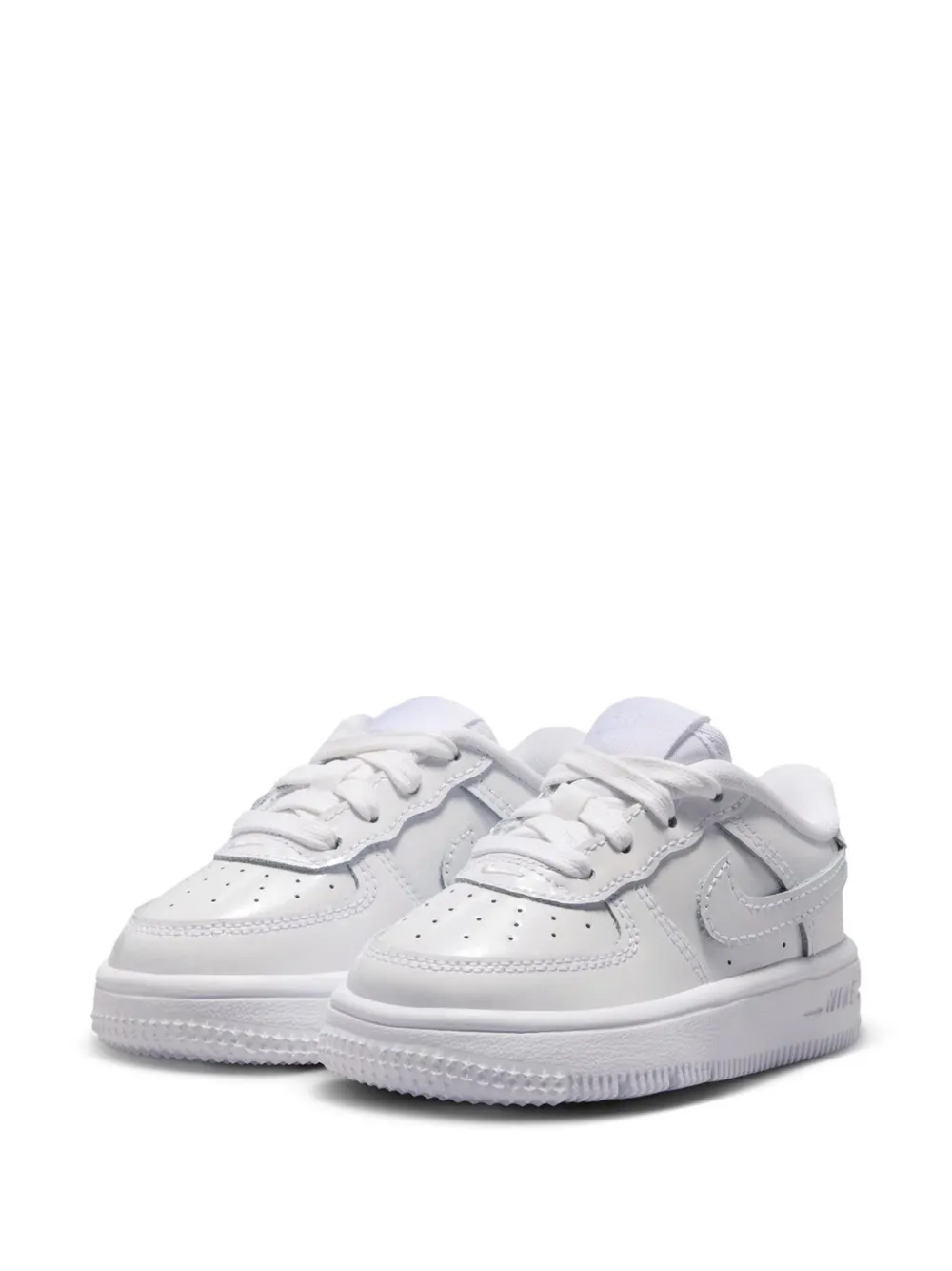 Nike Kids Force 1 Low patent-leather sneakers - Bianco