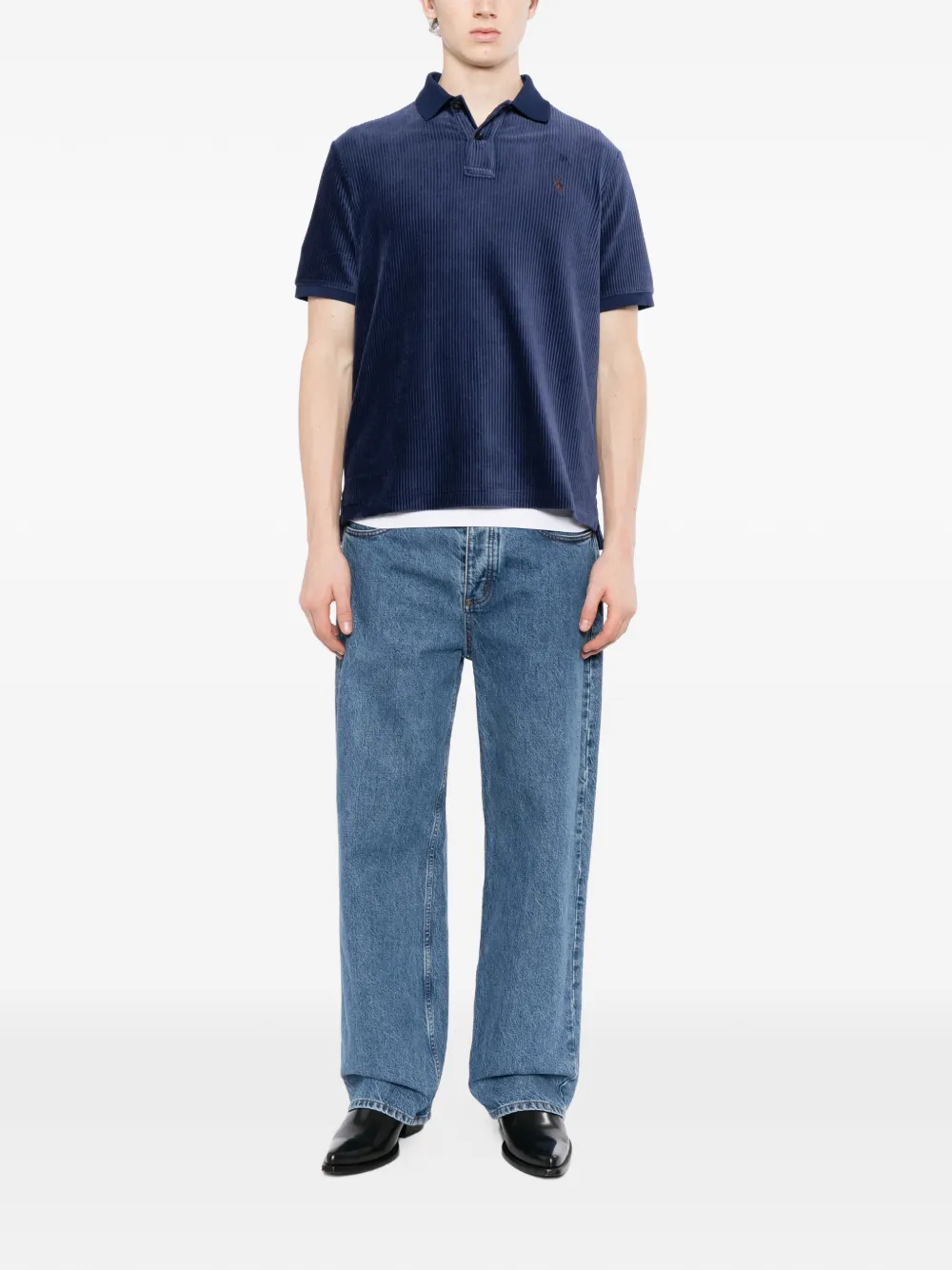 Polo Ralph Lauren corduroy logo-embroidered polo Blauw