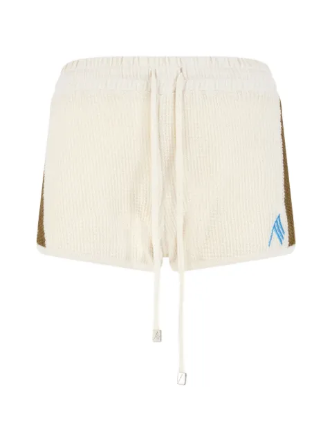 The Attico monogram-embroidered striped shorts