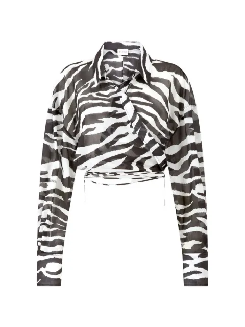 The Attico zebra-print wrap-around blouse
