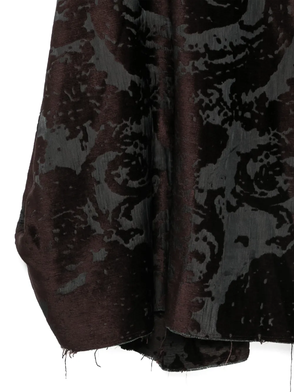 Marc Le Bihan Midi-rok met gerafelde afwerking en damask-patroon Bruin