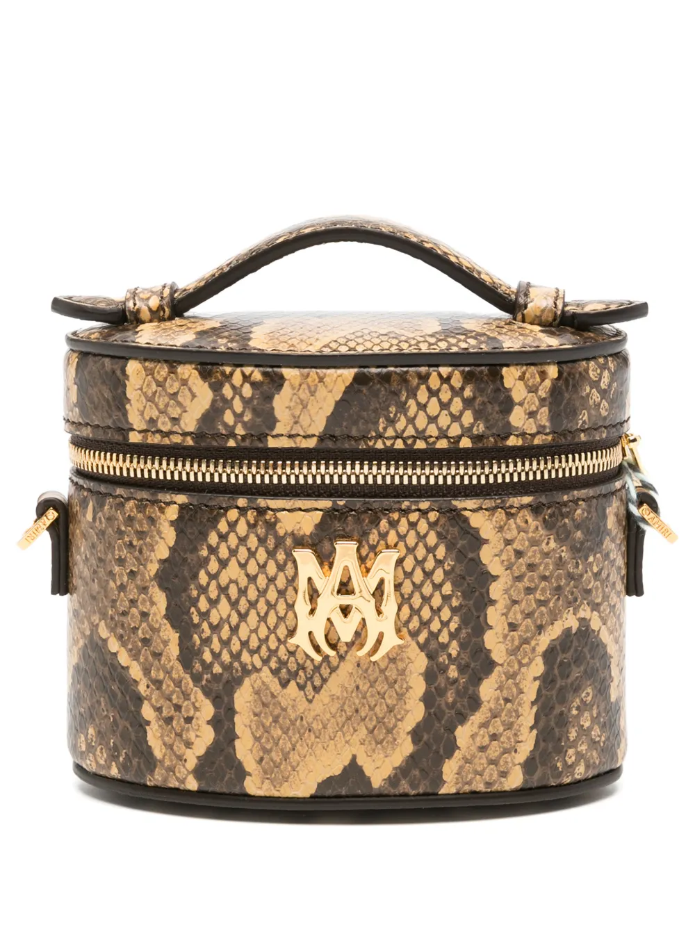 AMIRI nano snake-effect logo-plaque vanity mini bag - Marrone