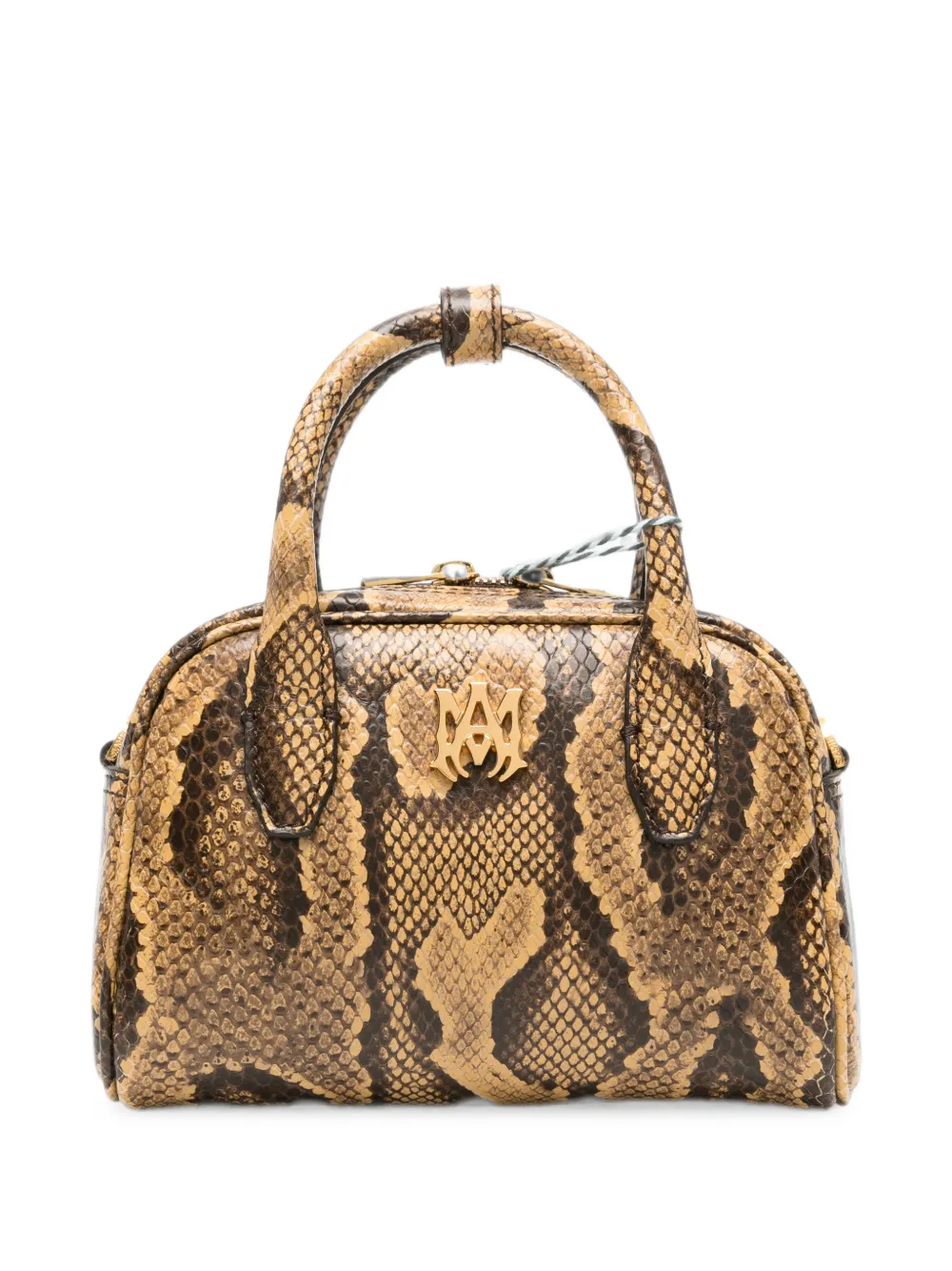 AMIRI micro MA snake-effect logo-plaque mini bag - Marrone