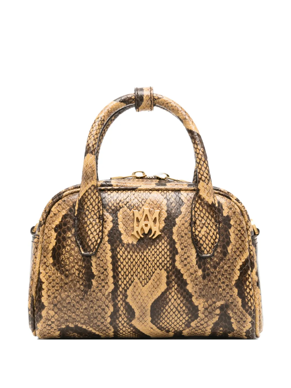 AMIRI micro MA snake-effect logo-plaque mini bag - Marrone