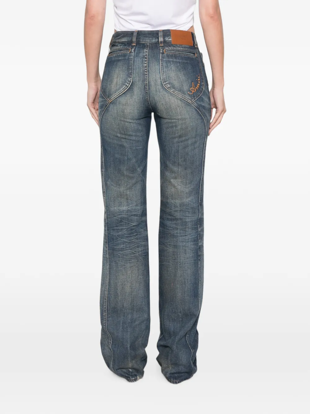 AMIRI Straight jeans met monogram-bedel Blauw