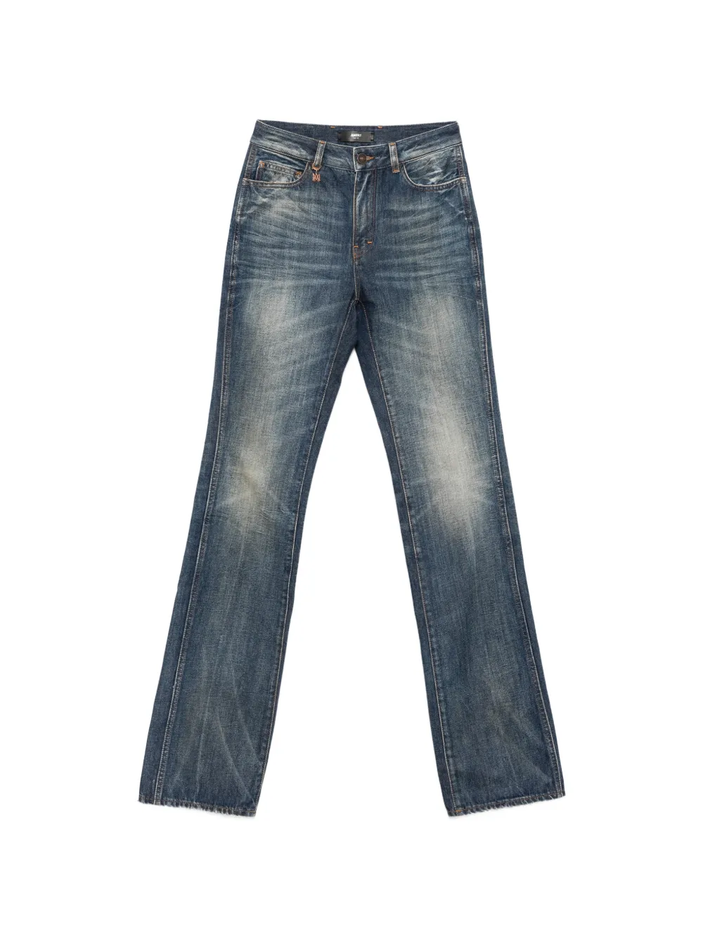 AMIRI monogram-charm whiskered straight-leg jeans - Blu