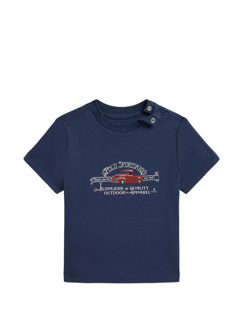 POLO RALPH LAUREN KIDS graphic-print press-stud T-shirt - Blu