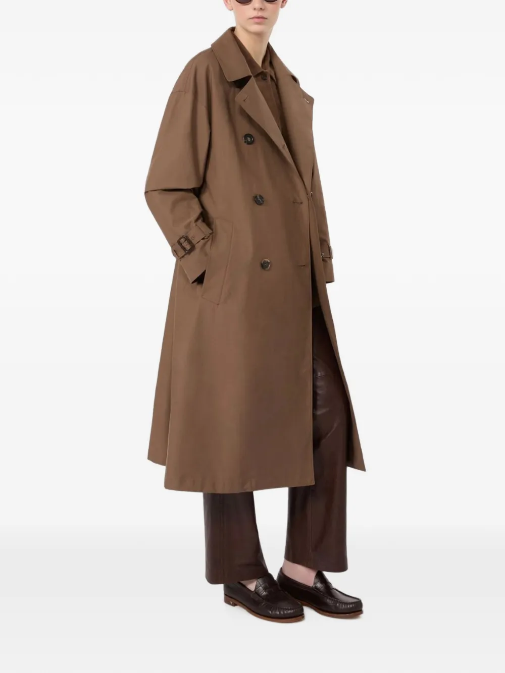 Max Mara Trenchcoat met dubbele rij knopen en ceintuur Bruin