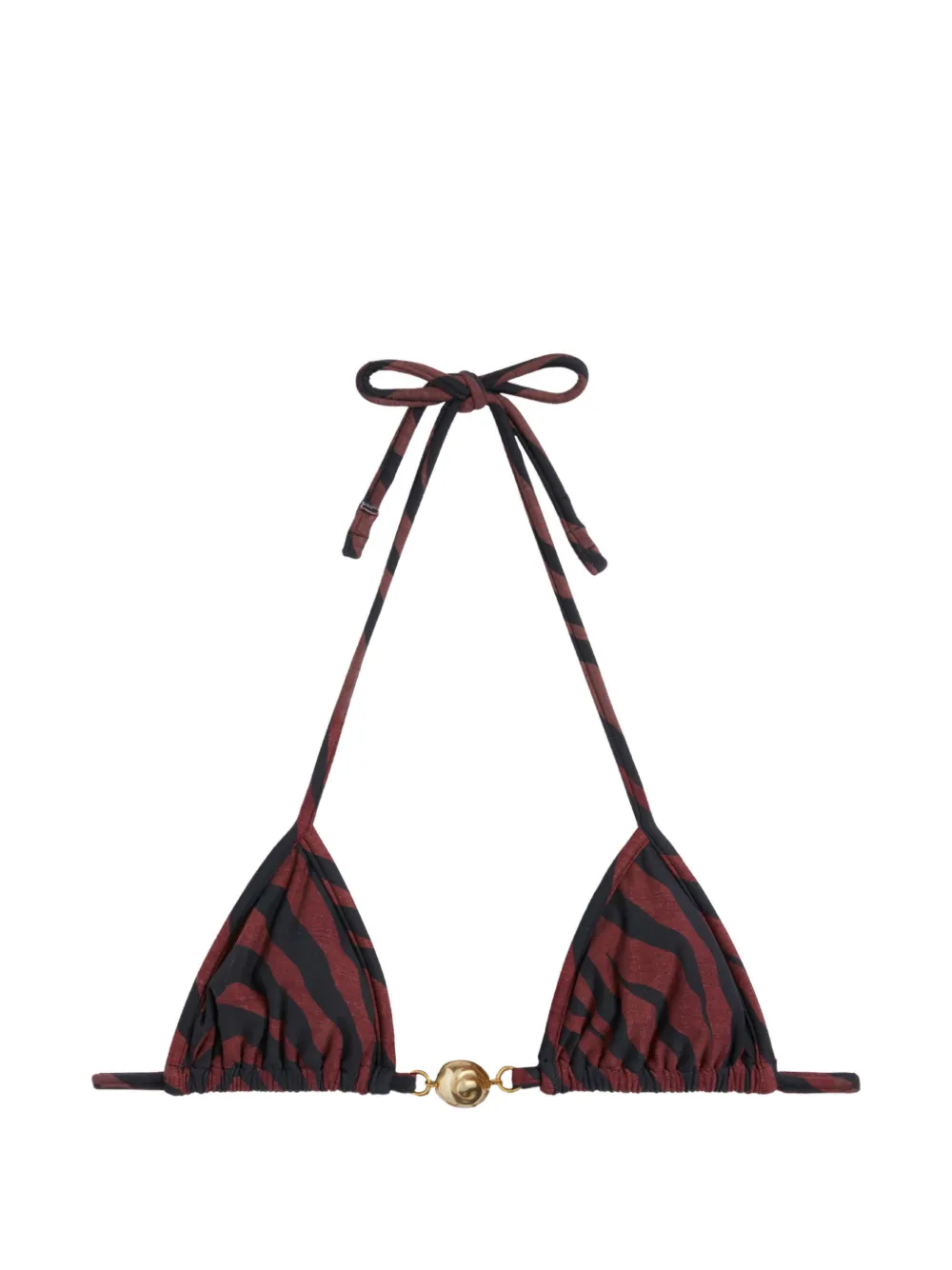 Reina Olga Splash tiger-print triangle bikini top - Marrone