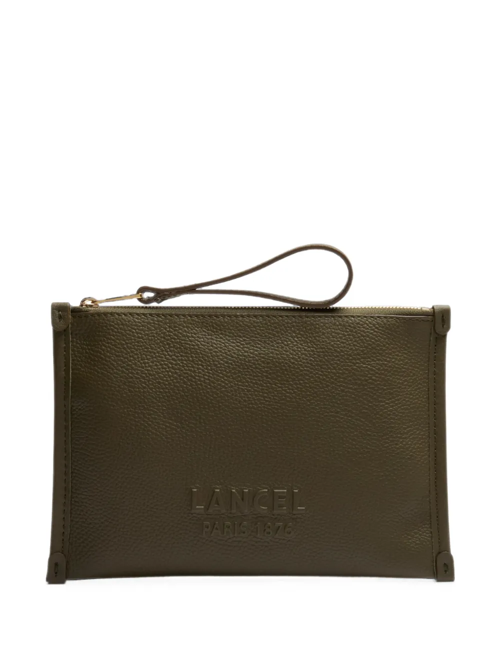 Lancel pebbled-texture wrist-strap wallet - Verde