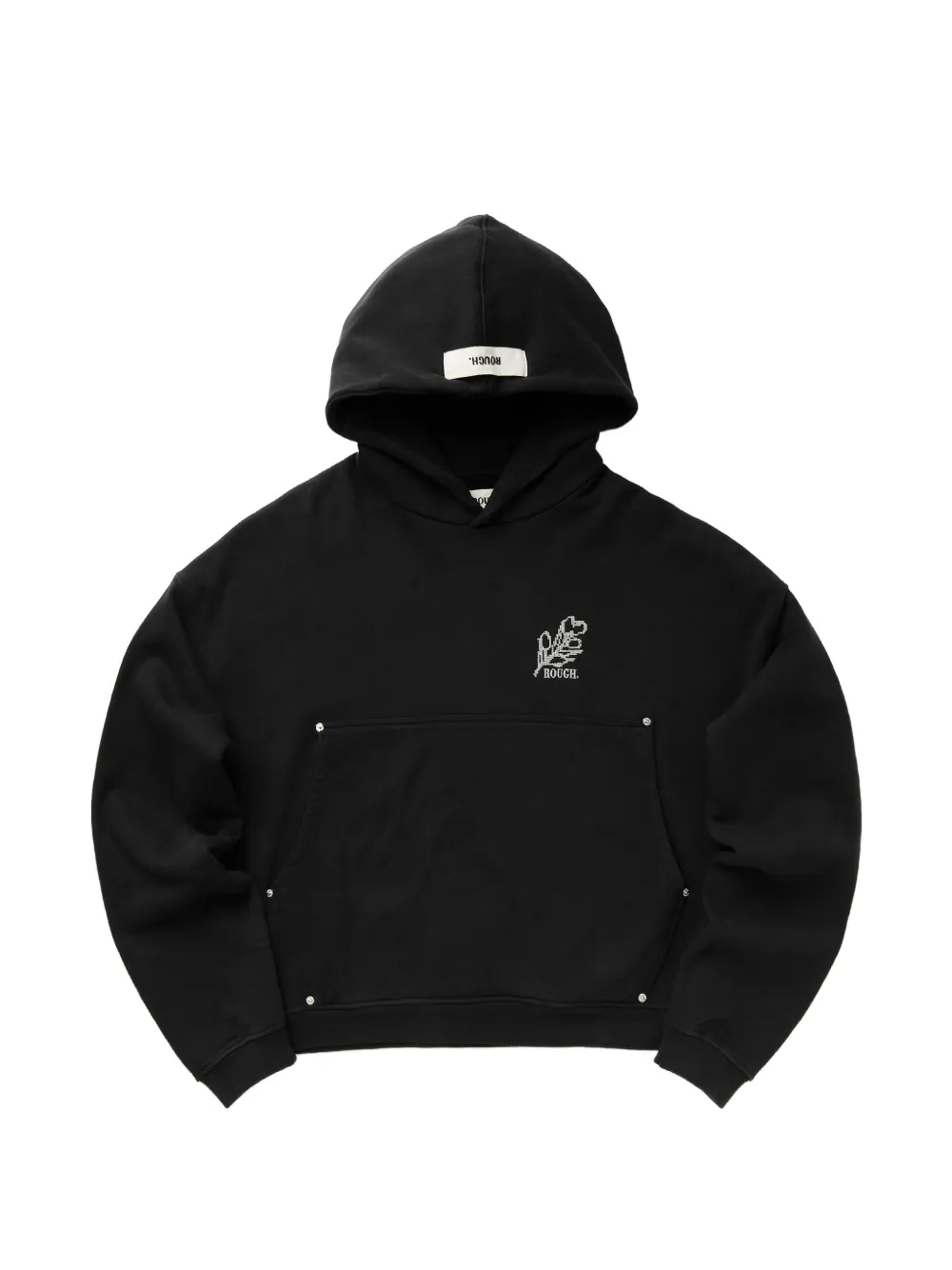 ROUGH. stud-embellished logo-embroidered hoodie - Nero