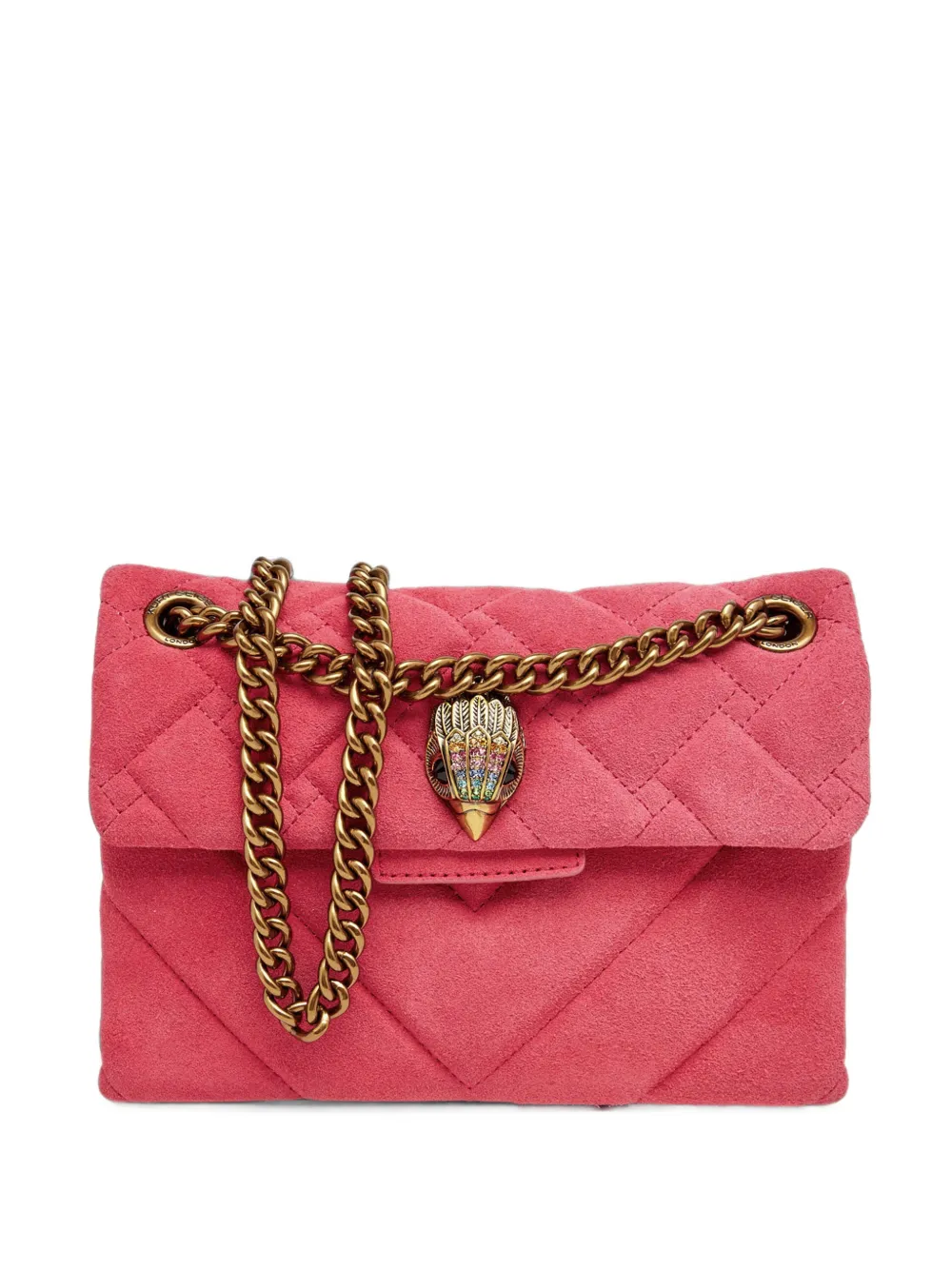 Kurt Geiger Kensington Quilted Suede Shoulder Bag In Purple