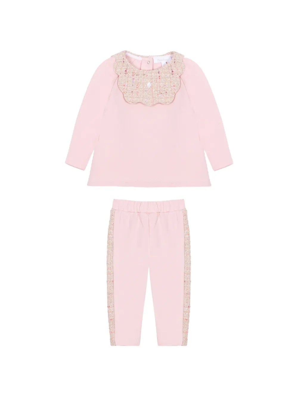 Patachou tweed-trim scalloped trousers set - Rosa
