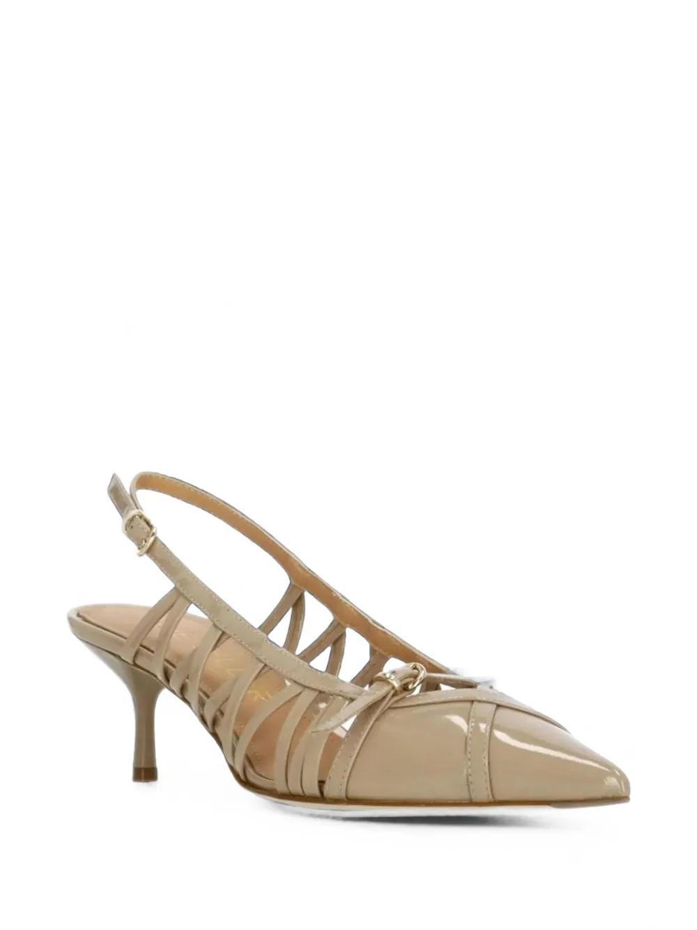 The Seller patent-finish cage-style pumps Beige
