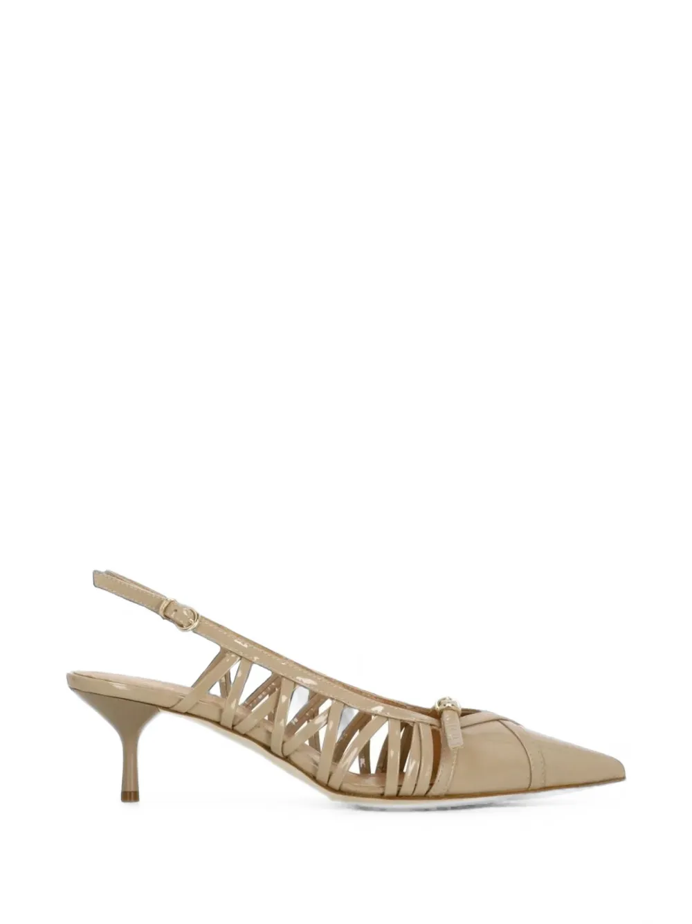 The Seller patent-finish cage-style pumps Beige