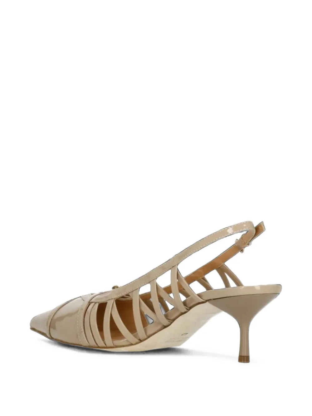 The Seller patent-finish cage-style pumps Beige