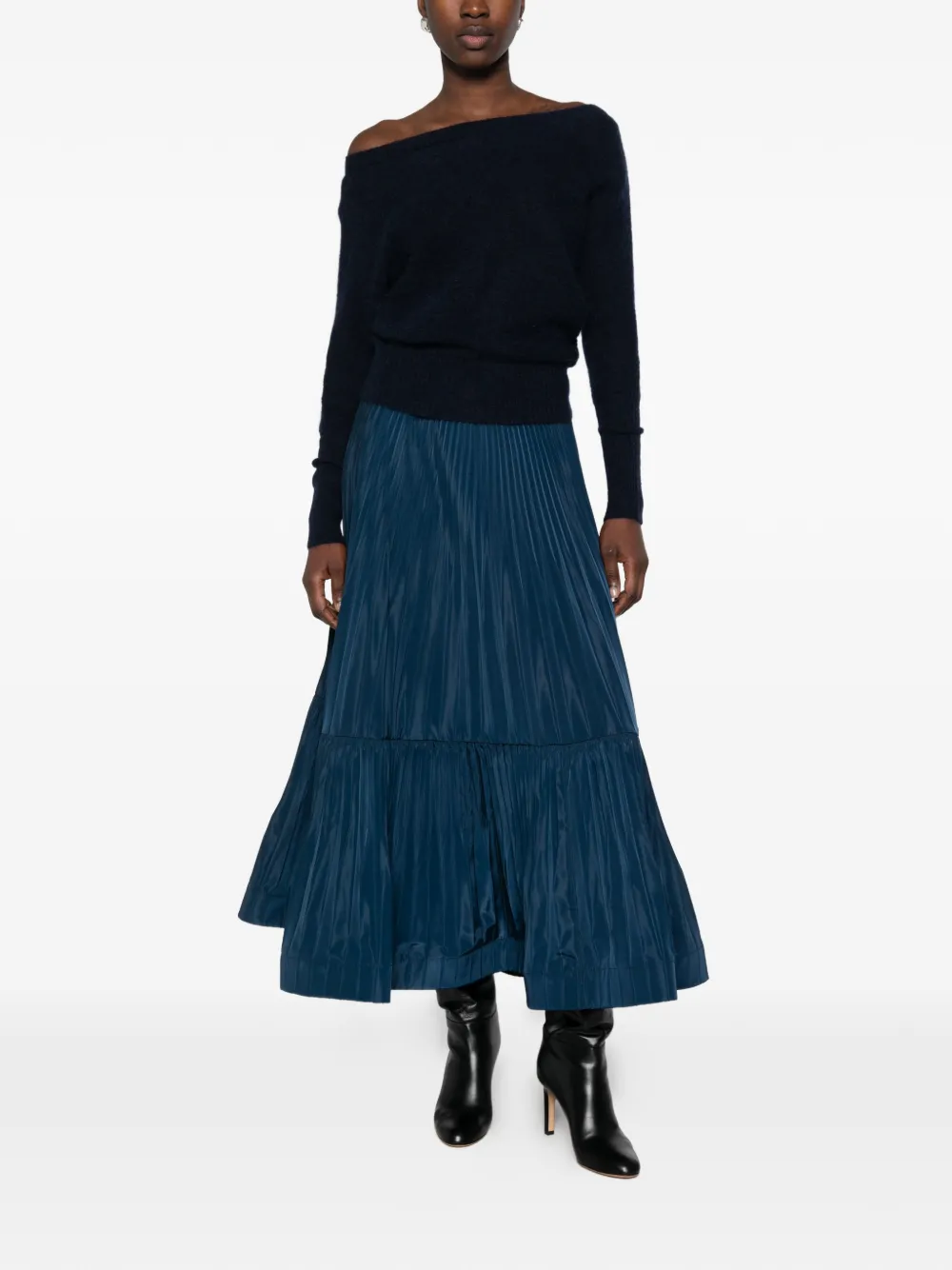 TWINSET pleated tiered midi skirt Blauw