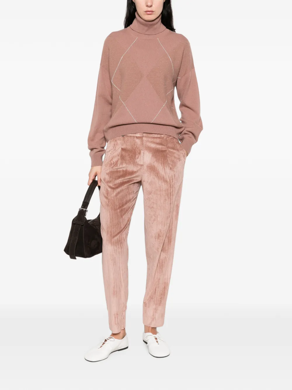 Peserico Ribfluwelen broek Roze