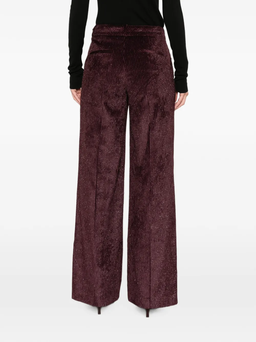 Peserico Ribfluwelen straight broek met glitter-effect Paars