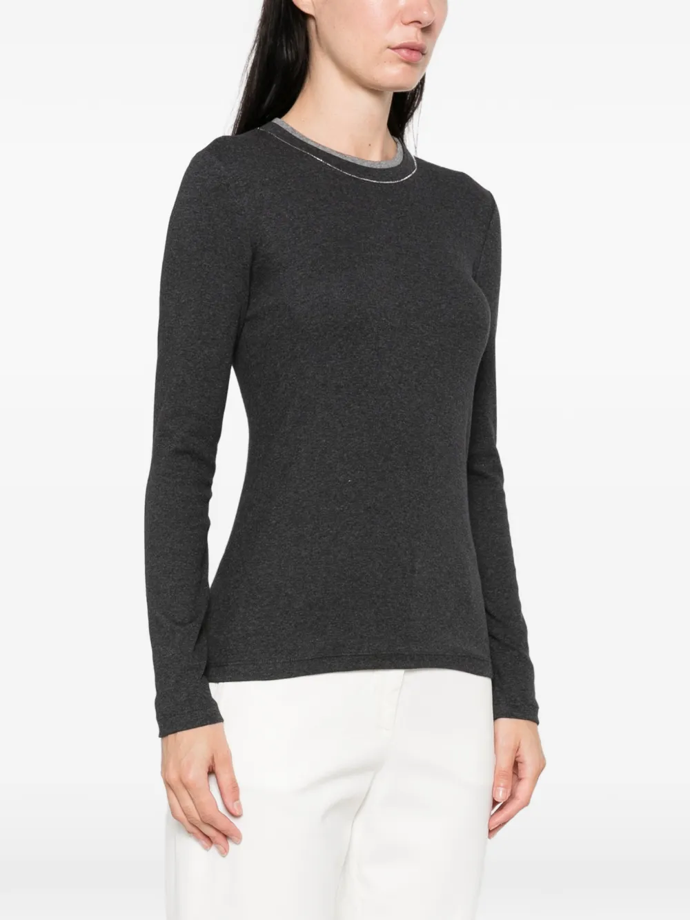 Peserico bead-embellished long-sleeve T-shirt Grijs