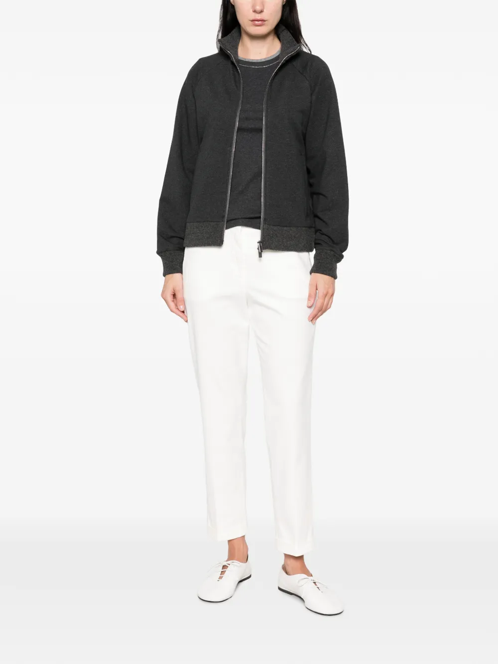 Peserico bead-embellished long-sleeve T-shirt Grijs
