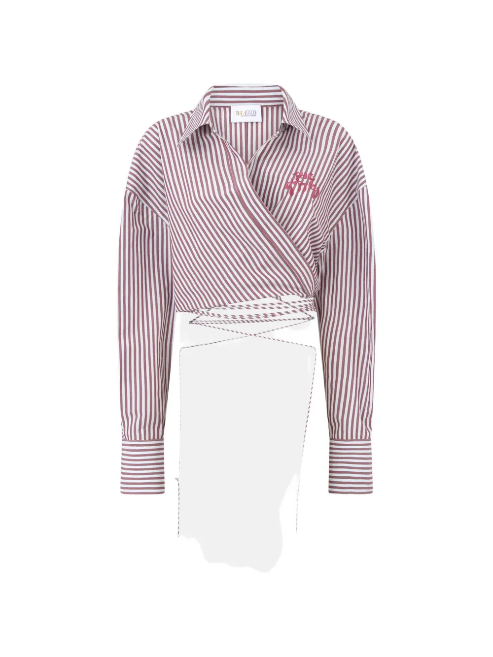 The Attico striped wrap-effect blouse - Rosso
