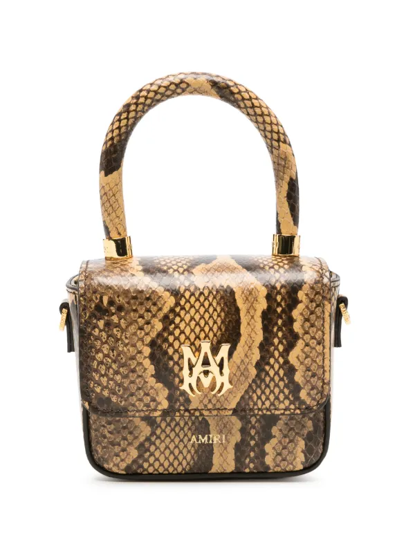 Amiri Python Embossed Nano MA Bag in Brown