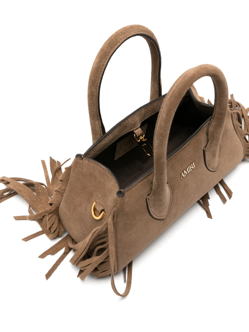 AMIRI Micro suède shopper met franje Bruin