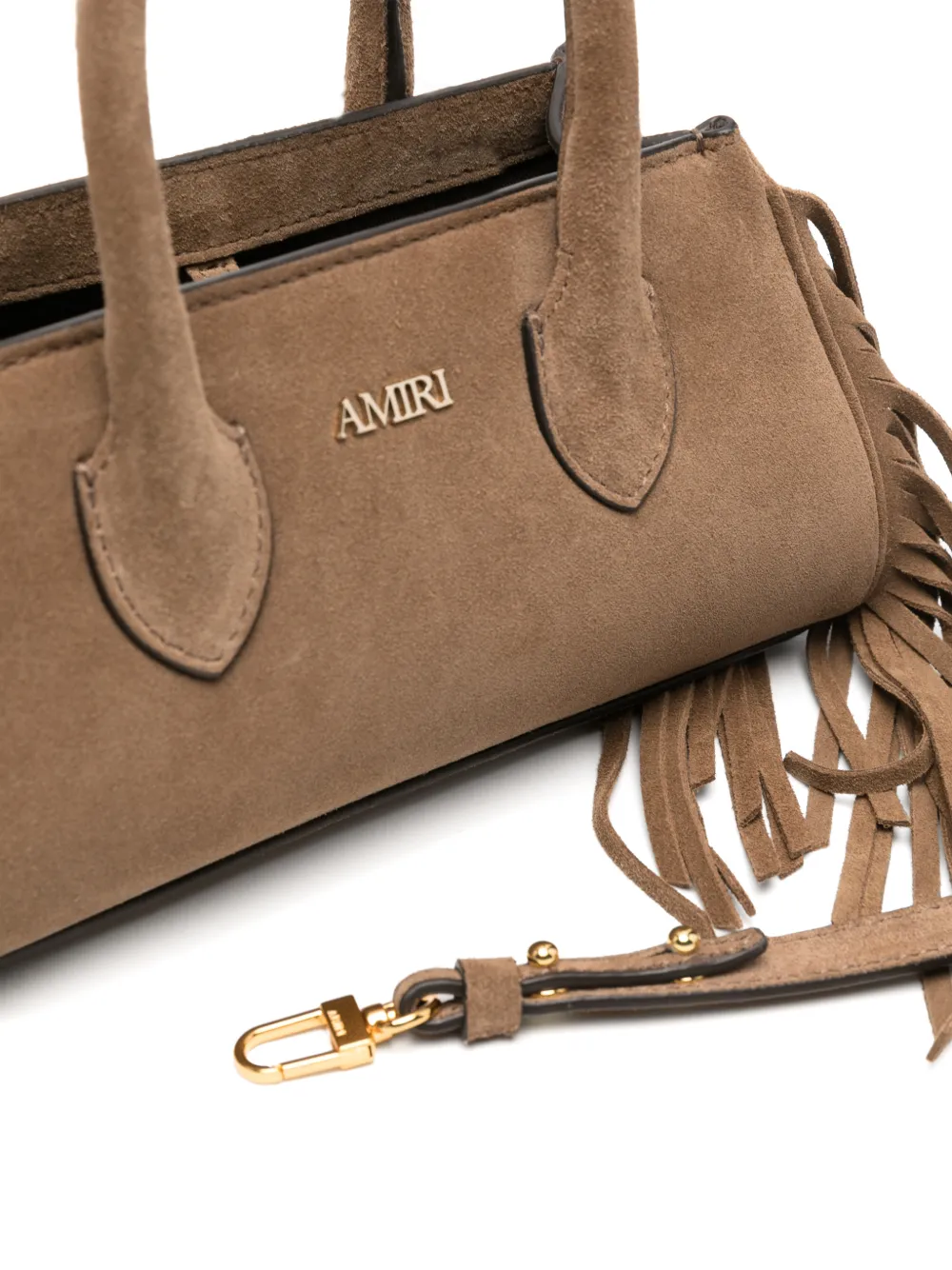 AMIRI Micro suède shopper met franje Bruin