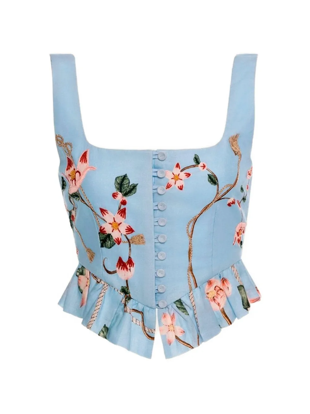 Agua By Agua Bendita Eslabón Navegante embroidered blouse Blauw